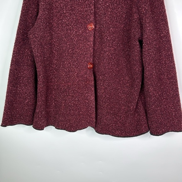 Vintage Iced Tea Burgundy Red Button Fleece Cardigan Size Large - Picture 3 of 9